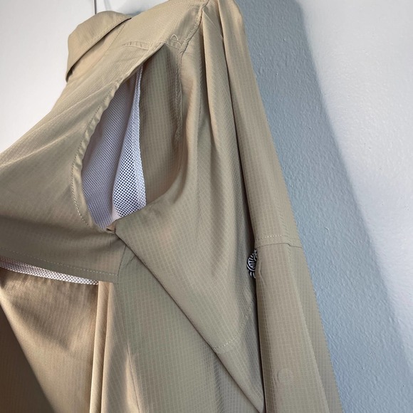 Neutral Long Button down Shirt Size Small Army Cargo Pockets Button Up Travel S - Picture 8 of 9